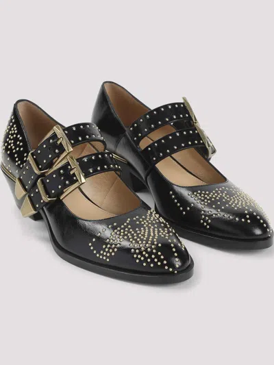 Chloé Chloe Elegant Pumps With Leather Construction And 4cm Heel Height In Black