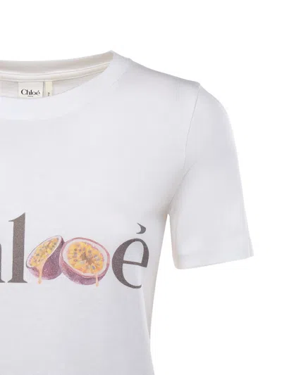 Chloé Baby Fit T-shirt In Cotton Jersey With Passion Fruit Print In White