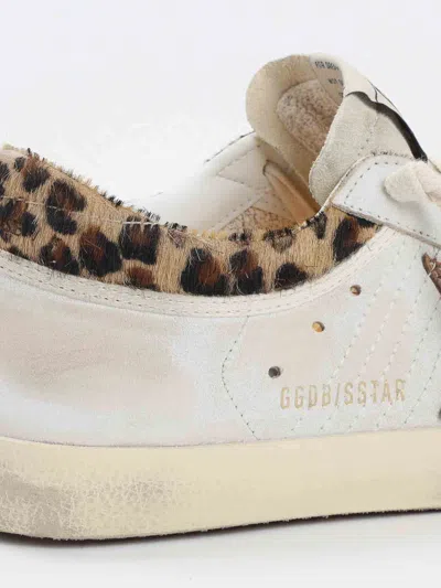 Golden Goose Super-star Sneakers In Suede With Worn Effect And Leopard Print Hairy Cow In Multi