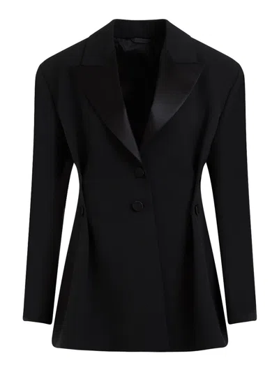 Givenchy Pleated Single-breasted Wool Blazer In Black