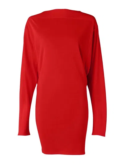 Jacquemus La Mistral Open-back Draped Dress In Red