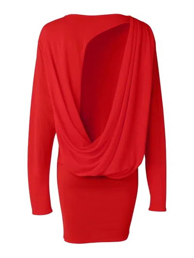 Jacquemus La Mistral Open-back Draped Dress In Red