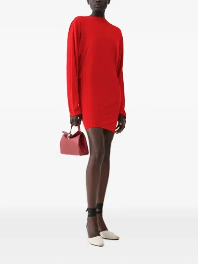 Jacquemus La Mistral Open-back Draped Dress In Red