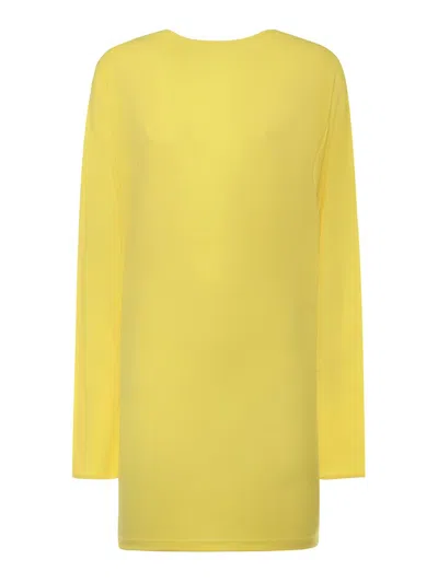 Jacquemus Flowing Viscose Jersey Dress With Embroidered Detailing In Yellow