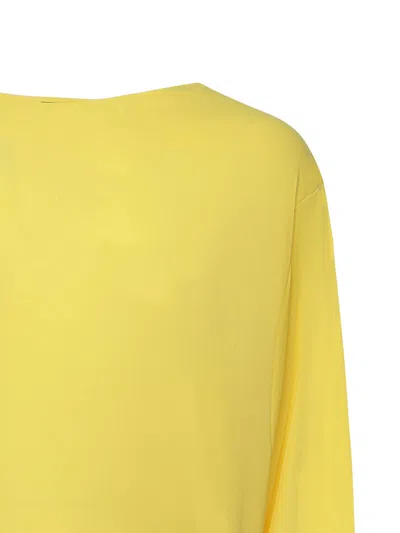 Jacquemus Flowing Viscose Jersey Dress With Embroidered Detailing In Yellow