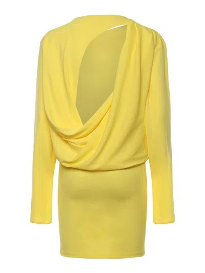 Jacquemus Flowing Viscose Jersey Dress With Embroidered Detailing In Yellow
