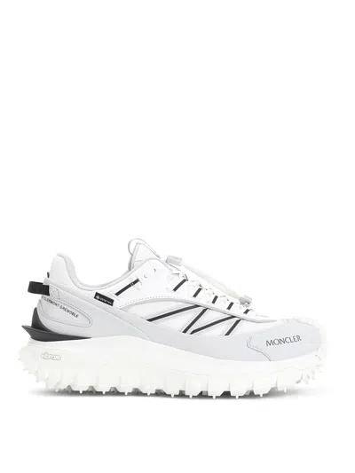 Moncler Light Grey Real Leather Trailgrip Gtx Low Top Sneakers In Gray