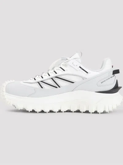 Moncler Light Grey Real Leather Trailgrip Gtx Low Top Sneakers In Gray