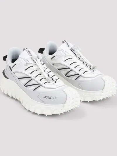Moncler Light Grey Real Leather Trailgrip Gtx Low Top Sneakers In Gray