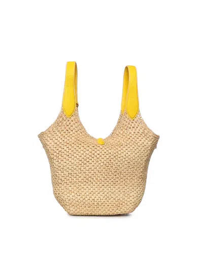 Polo Ralph Lauren Polo Play Raffia And Leather Tote Bag In Yellow
