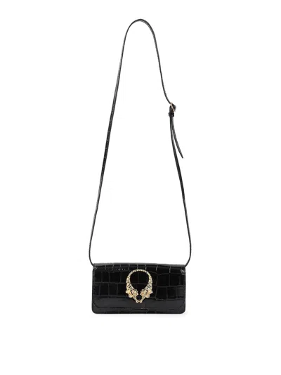 Roberto Cavalli Black Leather Roar Mini Bag