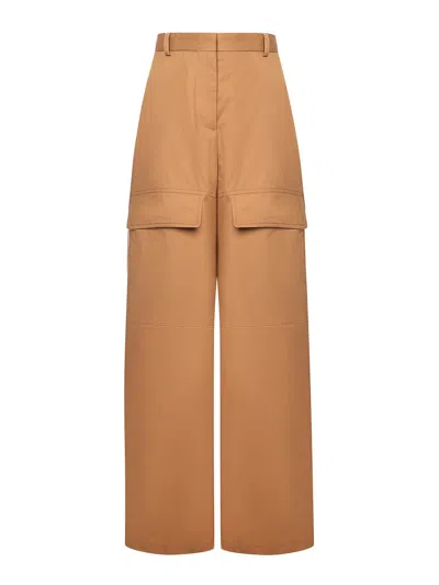 Stella Mccartney Wide Leg Nylon Blend Silk Cargo Trousers In Brown