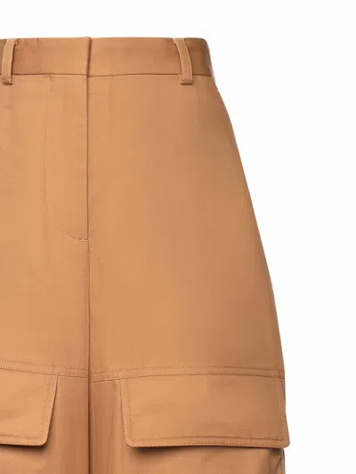 Stella Mccartney Wide Leg Nylon Blend Silk Cargo Trousers In Brown