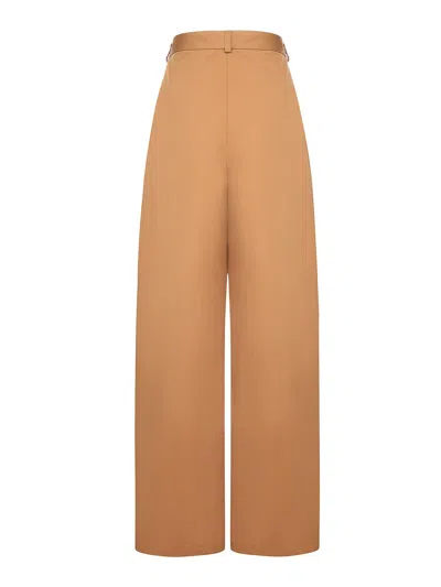 Stella Mccartney Wide Leg Nylon Blend Silk Cargo Trousers In Brown