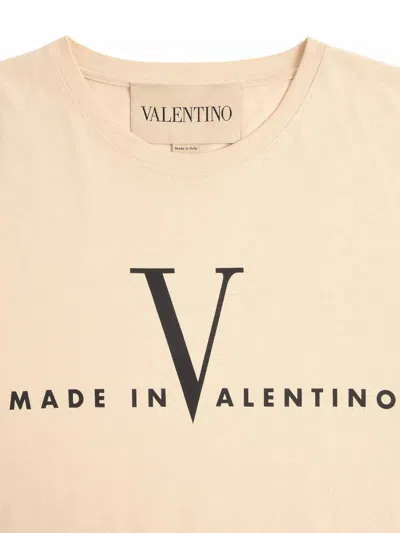 Valentino Garavani  Cotton T-shirt With Made In  Print In Nude