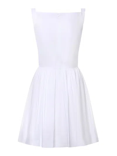 Vivienne Westwood Draped Midi Dress With Fitted Bodice And Gathered Skirt In White