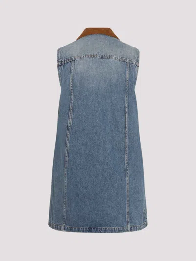 Versace Women Blue Sleeveless Buttoned Mini Dress, M Luxury Dresses For Women Darveys