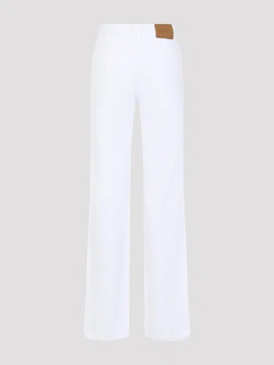 Versace Straight Leg Denim Trousers With Pockets And Loops In White