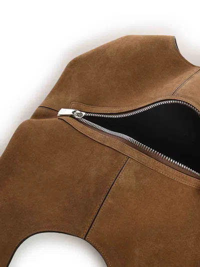 Coperni Folded Suede Bag In Brown