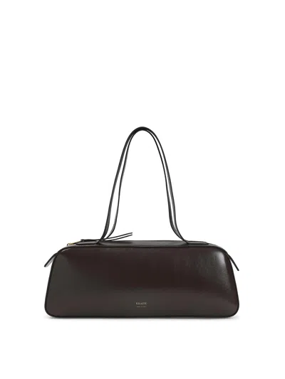 Khaite Simona Crackle Patent Elongated Tote Bag In Brown