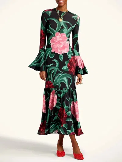 La Doublej La Double J Alba Floral-print Stretch-jersey Midi Dress In Multi