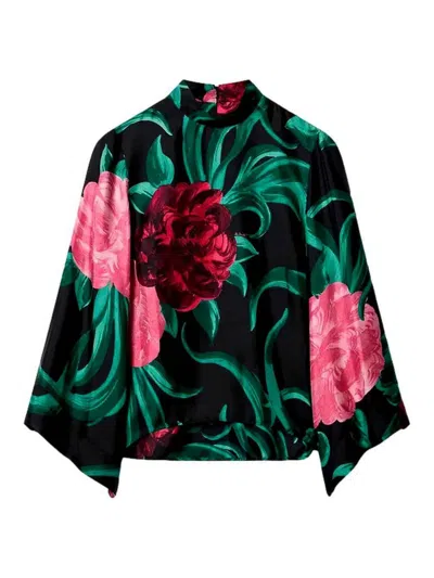 La Doublej Make An Exit Silk Blouse With Floral Print In Multi