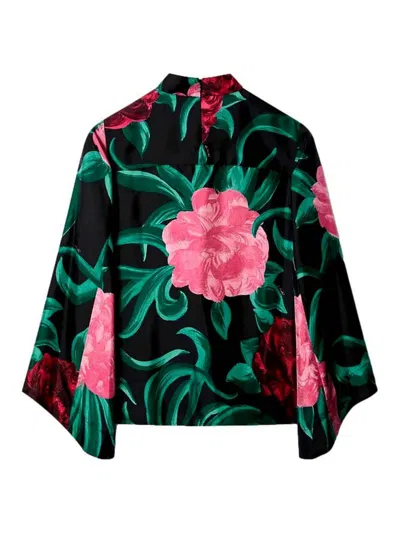 La Doublej Make An Exit Silk Blouse With Floral Print In Multi