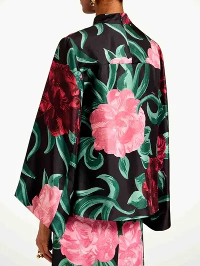 La Doublej Make An Exit Silk Blouse With Floral Print In Multi