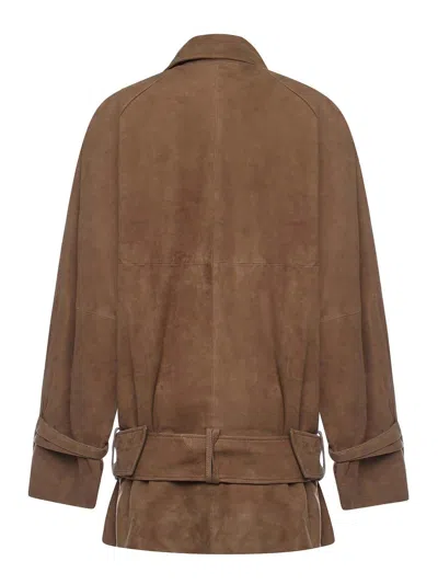 Rotate Birger Christensen Leather Jacket In Brown