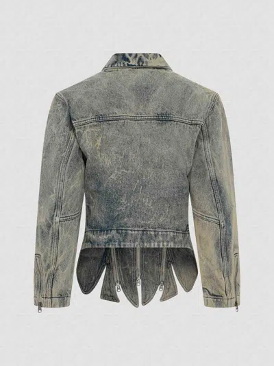 Y/project Vintage Beige Tudor Zip Denim Jacket In Blue