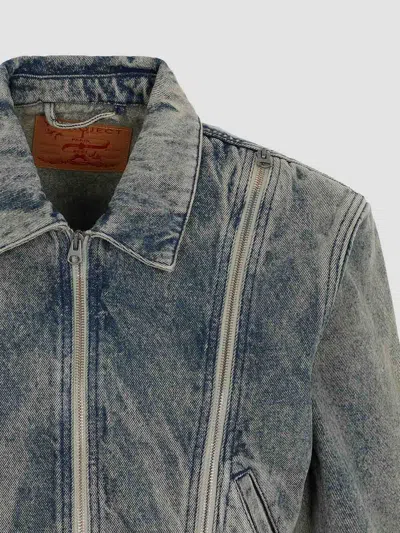 Y/project Vintage Beige Tudor Zip Denim Jacket In Blue