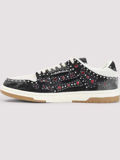 Amiri Skel Top Black Sneaker With Beads And Crystals Application And Logo On The Heel In Fabric And Cotton In Multi