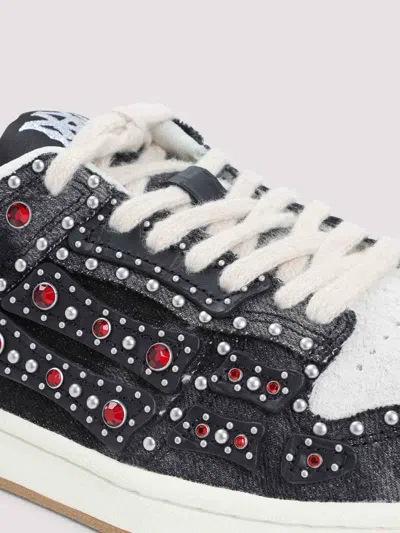 Amiri Skel Top Black Sneaker With Beads And Crystals Application And Logo On The Heel In Fabric And Cotton In Multi