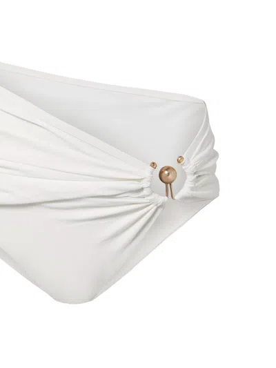 Christopher Esber Orbit Ruched Bikini Bottoms In White