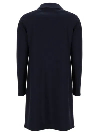 Herno Stretch Jersey Coat With Laser Cut Detailing In Black