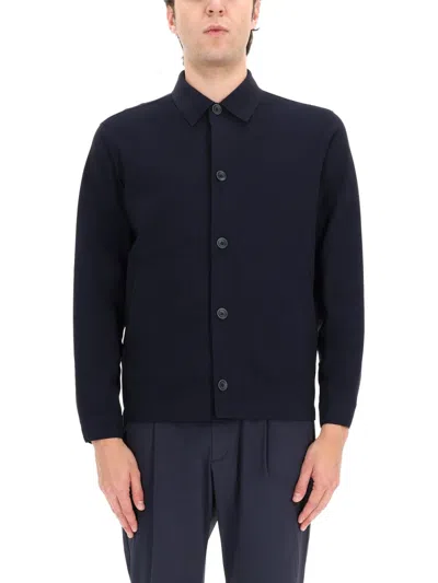 Herno Collared Jacket Long Sleeves Front Pockets In Blue