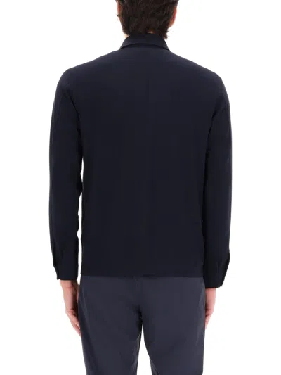 Herno Collared Jacket Long Sleeves Front Pockets In Blue