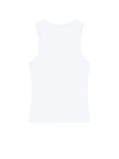 Givenchy White Sleeveless Top With Logo Lettering On The Front In Cotton Stretch Woman In White