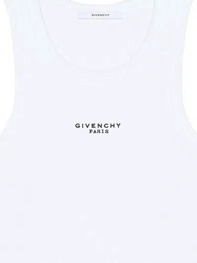 Givenchy White Sleeveless Top With Logo Lettering On The Front In Cotton Stretch Woman In White