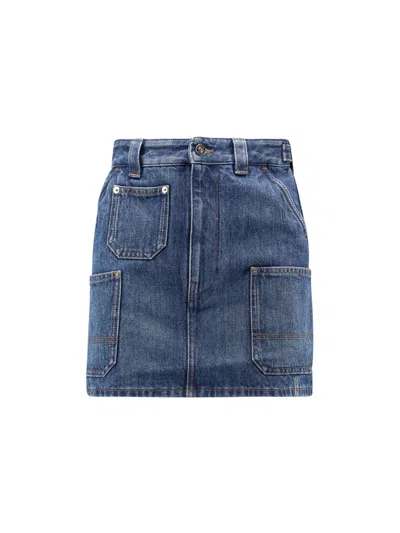 Givenchy Denim Skirt Featuring Belt Loops Pockets Stitching In Blue