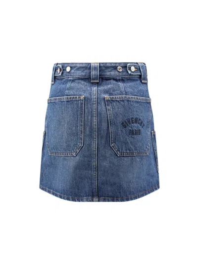 Givenchy Denim Skirt Featuring Belt Loops Pockets Stitching In Blue
