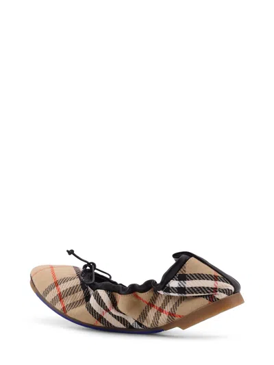 Burberry Women Fawn Ballerinas With Traditional Check Motif In Multi