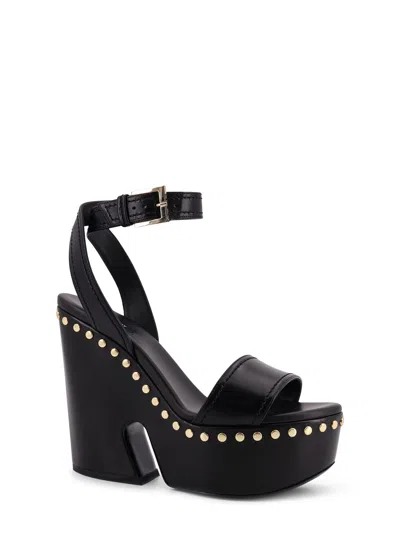 Givenchy Clog Platform Sandals In Leather With Studs Detail In Black