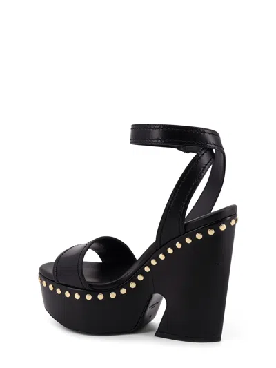 Givenchy Clog Platform Sandals In Leather With Studs Detail In Black