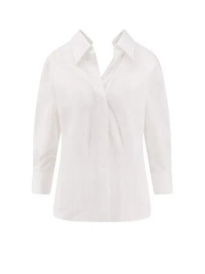 Givenchy Womens White Slashed Open-collar Cotton Shirt In White