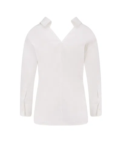 Givenchy Womens White Slashed Open-collar Cotton Shirt In White