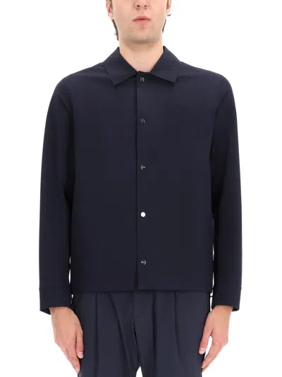 Herno Collared Jacket Long Sleeves Front Pockets In Blue