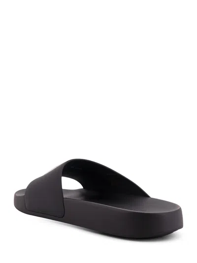 Givenchy Black Sandals With Wide Band And Contrasting Logo Patch In Rubber Man