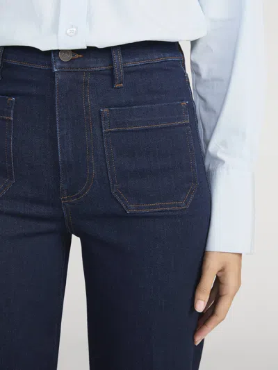 Frame Women's The Anchor High-rise Wide Jeans In Navy Raw Fray In Metallic