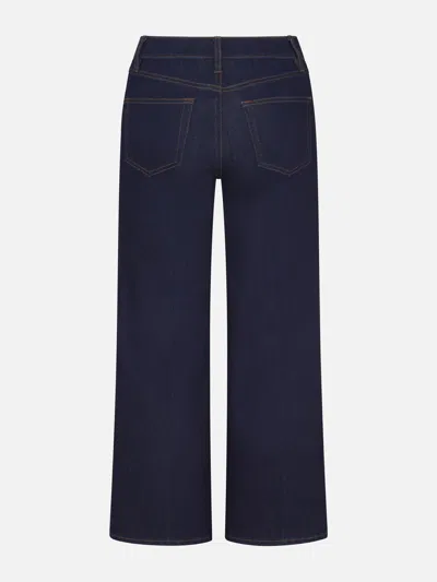 Frame Women's The Anchor High-rise Wide Jeans In Navy Raw Fray In Metallic